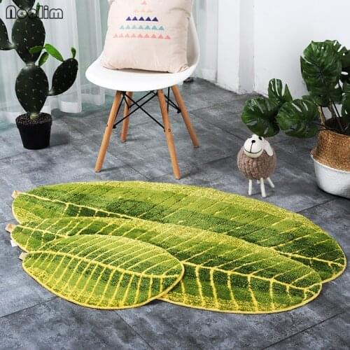 NOOLIM Green Leaves Design Mat TPE Bath Mat Doormat Anti-slip Carpet for Living Room Kitchen Bathroom Bedroom Rugs