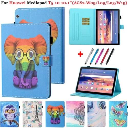 For Huawei MediaPad T5 10 Case Tablet PU Leather Flip Cover AGS2-W09/L09/L03/W19 Shell For Huawei T5 10 10.1 Coque Shell T5