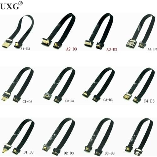 FPV Dual Up Angled 90 Degree HD Male To Male HDMI-compatible HDTV FPC Flat Cable For Multicopter Aerial Photography 10CM-1m