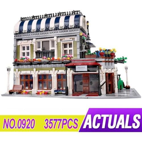 MOC City Parisian Restaurant Street View Modular Building Kits Blocks Bricks Education 10243 Toys Christmas Gift
