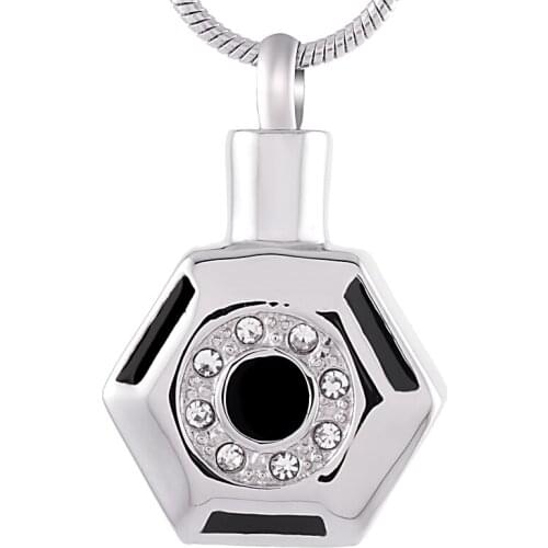 IJD9183 Stainless steel Six prism Hold White Crystal Keepsake Jewelry For Ashes -Engravable Memorial Cremation Urn Necklace