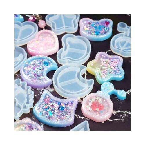Crystal Epoxy Quicksand Keychain Mold Cute Love Star Moon Cat Bear Strawberry Watermelon Popsicle Diy Handmade Jewelry Mould