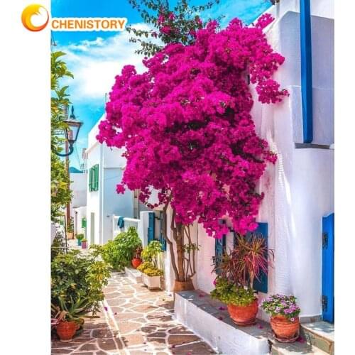 CHENISTORY Acrylic Painting By Numbers For Adults With Frame 60x75cm Town Modern Wall Art Picture By Numbers For Home Diy Gift