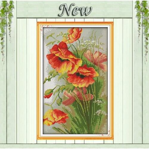 Beautiful flower Poppy,11CT Pattern on the canvas DMC 14CT Cross Stitch kits,needlework embroidery for Set,DIY Crafts Home Decor