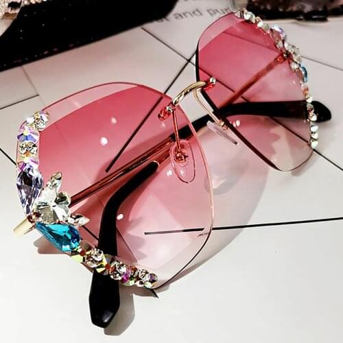 Fashionable And Elegant Anti Ultraviolet Round Face Slim Rhinestone Sunglasses Versatile Sunglasses