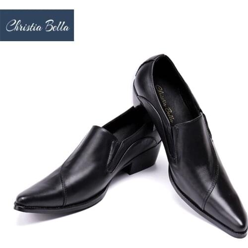 Christia Bella Genuine Leather Men Shoes Casual Business Dress Shoes Autumn Oxford Shoes for Men Slip on Bullock Shoes Men Flats