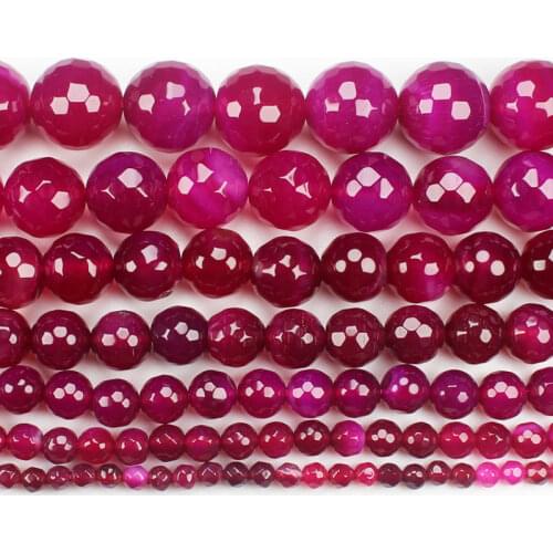 Natural Faceted Plum Red Ag ates 4-14mm Round Beads 15" ,Wholesale For DIY Jewellery Free Shipping