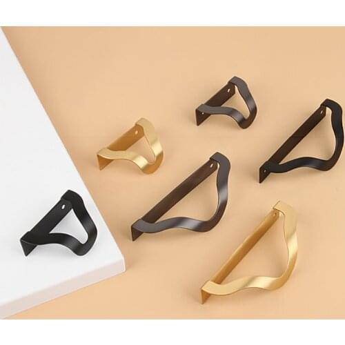 Invisible Brass Cabinet Handles Black Drawer Knobs Geometry Wardrobe Handle Dresser Cupboard Knob European Furniture Accessory