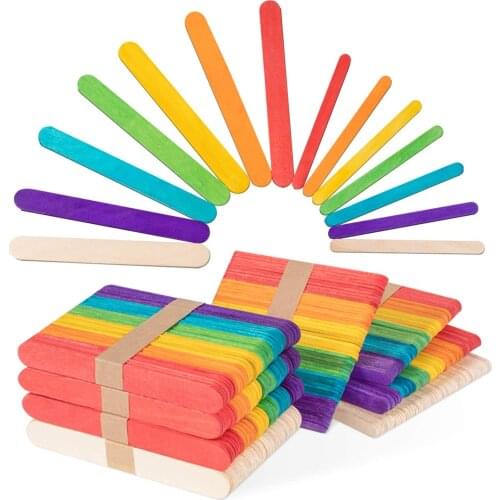 50/100ps Colored Wood Craft Sticks Natural Jumbo Wooden Stick for Kids DIY Craft Classrooms Project Garden Markers