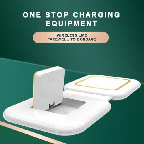 POHIKS 1pc Portable 15W Fast Charging Smartphone Charger 2-in-1 Foldable Wireless Dual Magnetic Chargers For Universal Phones