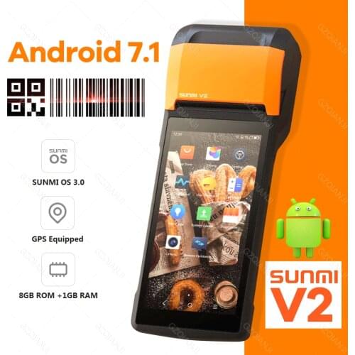 POS Terminal V2 PDA Android Handheld restaurant shop cash registers wireless bill machine 58mm thermal printer mobile 4G