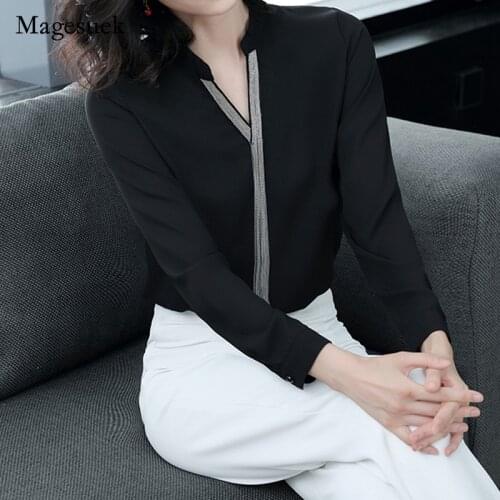 Long-sleeved womens tops and blouses female 2020 spring new V collar shirt chiffon blouse female tassel women shirts 2242 50