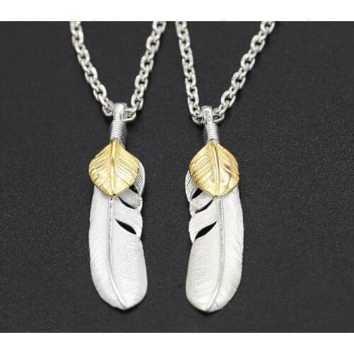 S925 Sterling Silver Jewelry Vintage Thai Silver Personality Handmade Silver Eagle Feather Pendant