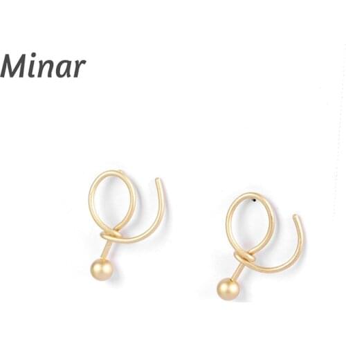 Chic Copper Wire Knot Earrings Light Gold Color Stud Earrings Simple Style Irregular Geometric Small Earrings