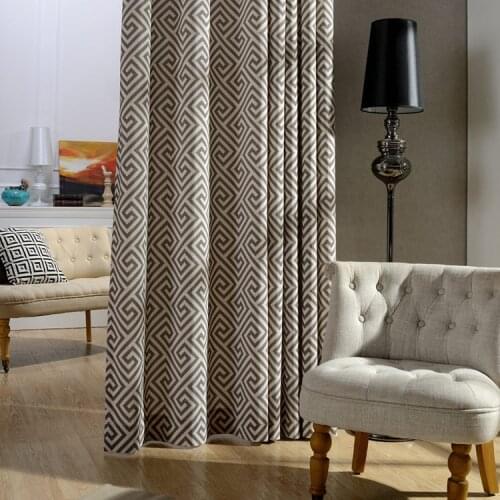 New Curtain Modern Simple American Country Polyester-cotton Geometric Printing Curtain Curtains for Living Dining Room Bedroom