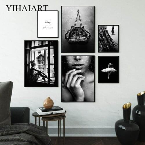 Scandinavian Landscape Poster Nordic Black White Women Photography Wall Art Canvas Print Painting Dance Girl Decoration Picture