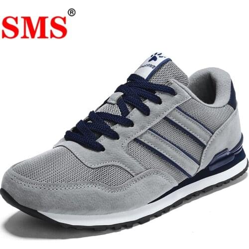 SMS Men Shoes Light Artificial Leather Sneakers Autumn Comfort Outdoor Running Shoes Breathable Casual Flats Zapatillas Hombre