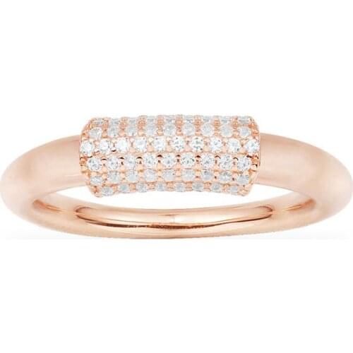 SOELLE Fashion Real 925 Sterling Silver Pink Gold Color Large White Hoop Ring Women Luxury Brand Valentine Series Fine Jewelry