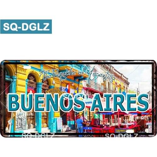 [SQ-DGLZ] BUENOS AIRES City License Plate Tin Sign Vintage Metal Sign Bar Wall Decoration Home Decor Painting Plaques Art Poster