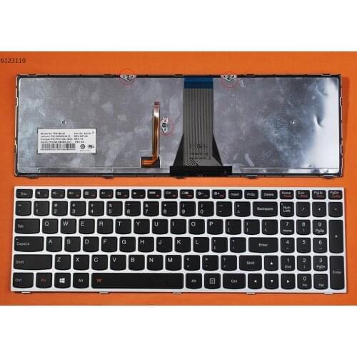 US New Replacement Keyboard for Lenovo G50-30 G50-45 G50-70 G50-70m G50-80 Laptop Silver Frame Black Key with Backlit