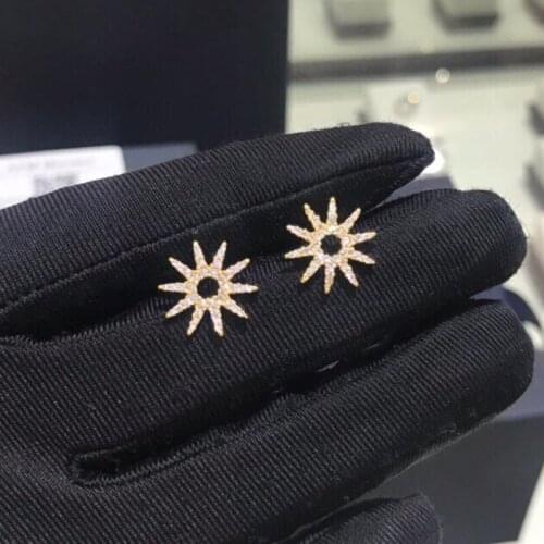 UMGODLY Luxury Brand Sun Flower Earrings Full Cubic Zirconia Meteor Drop Earrings Gold Color Women Party Jewelry