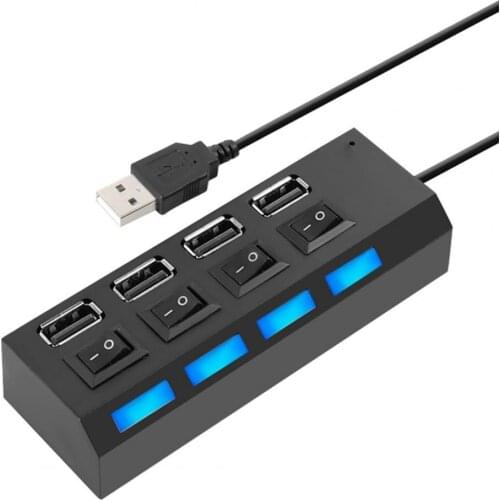 USB 2.0 Hub USB Hub 2.0 Multi USB Splitter Hub Use Power Adapter 4 Port Multiple Expander 2.0 USB Hub with Switch for PC