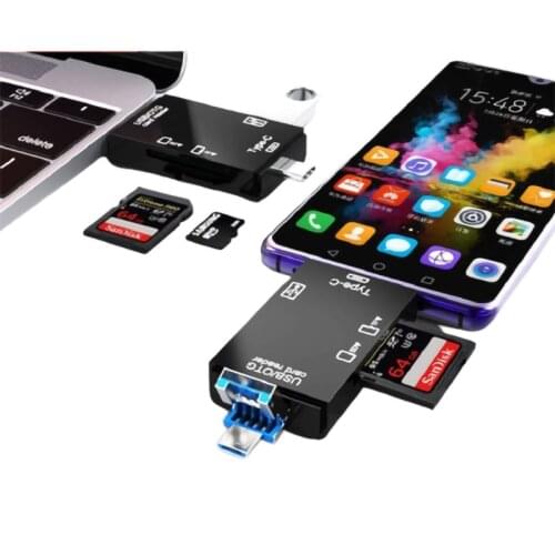SD Card Reader USB OTG Micro USB Type C Card Reader Lector Memory Card Reader For Micro SD TF USB Type-C OTG Cardreader 6-In-1