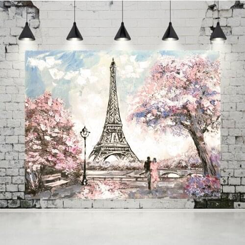 VinylBDS Photography Studio Backgrounds Eiffel Tower Flowers Backdrop For Children,Wedding,Party Backdrops Photo