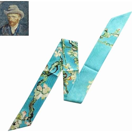 Van Gogh Oil Painting Bag Scarves Skinny Scarves For Ladies 2021 New Design Silk Scarf Women Multi-function Head Scarf kerchief