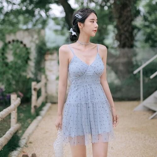 Bathing Suit Women One Piece Swimsuit Korean 1 2021 Plavky Skirt Pants Korea Ins Hot Print Polyester Sierra Surfer New Swimwear