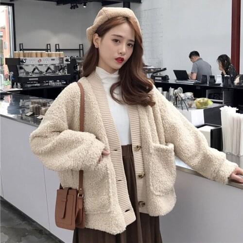 Autumn Winter Fashion Women coat 2021 New Loose Long-sleeved Double layer imitation lambswool Womens Cardigan coat NUW368