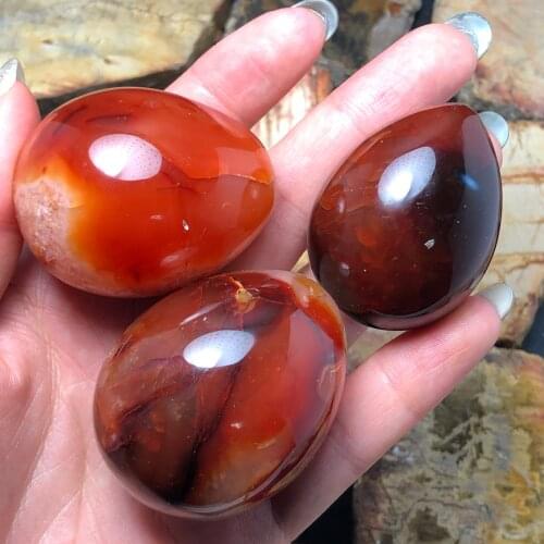 1Pcs Natural Red Agate Gemstone Crystal egg Healing Sphere Feishui Stone Meditation Chakra Carnelian Stone Home Decoration