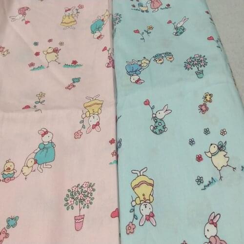 100% Cotton viaPhil Brand Cartoon Mother Rabbit & Kids Printed Fabric Animal Fabric Patchwork Cloth Dress Home Decor