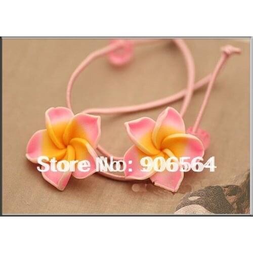 3.5Cm Foam Hawaiian Plumeria Flower Frangipani Floral Hair Bands Elastic Headbands DIY Accessories Multiple Colors 2 Pcs/Pair