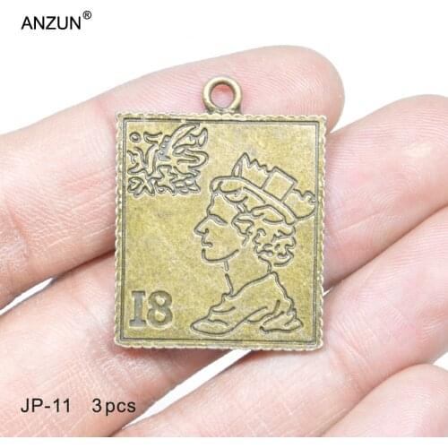 3pcs 34x26mm Antique Bronze Coin DIY Jewelry Pendant Metal Charms Coin Pendant JP-11
