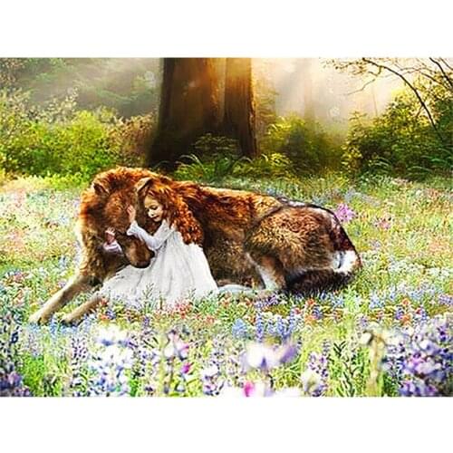 5D Diy Diamond Painting Little Girl Holding Puppy Kits Drill Embroidery Cross Stitch Home Decoration Home Decor Label JX569