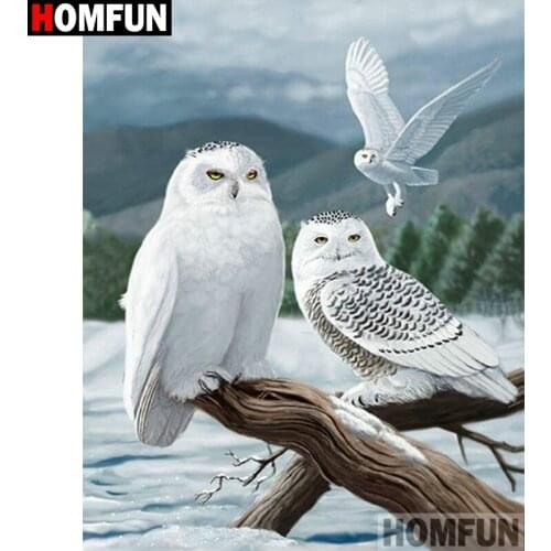 HOMFUN Diamond Painting "Owl landscape"Cross Stitch Custom Photo Diamond Embroidery Square Round Drill Home Decor A30176
