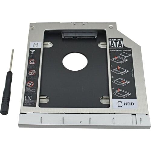 Aluminum 2nd HDD Caddy 9.5mm SATA 3.0 2.5" SSD HDD Box Case Enclosure For HP 450 Professional Optibay