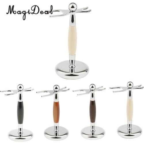 MagiDeal Men Barber Alloy Shaving Brush Safety Razor Holder Rack Stand 2 Prongs salon shaving tool Brush Holder