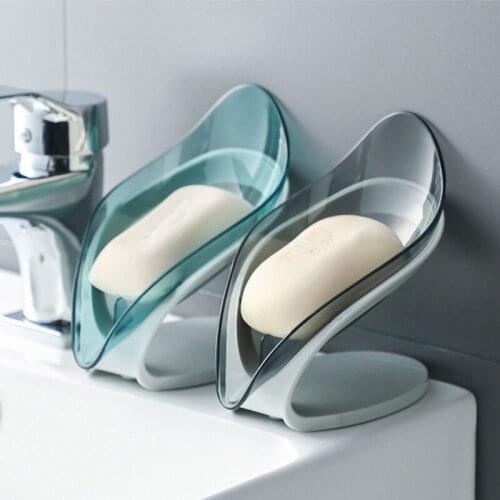 Bathroom Soap Holder Leaf Shape Soap Box Drain Bathroom Shower Soap Storage Plate Tray Case Container Bathroom Gadgets