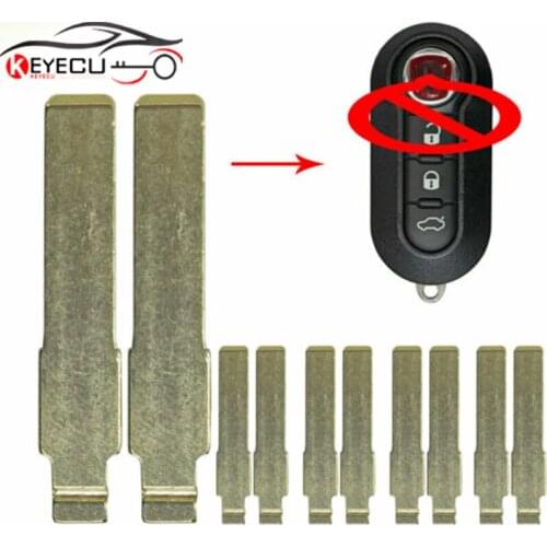KEYECU 10PCS Uncut Flip Remote Key Transmitter Blade Blank for Fiat FCCID: LTQF12AM433TX