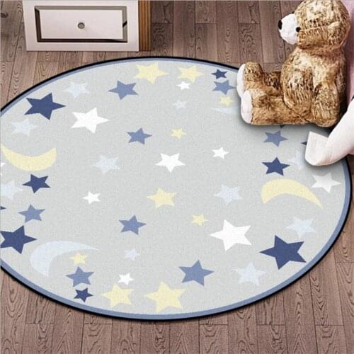 Living Room Rug Moon Star Pattern Non-slip Round Rug Area Rug, Bedroom Living Room Dining Table Accessories Hand Wash