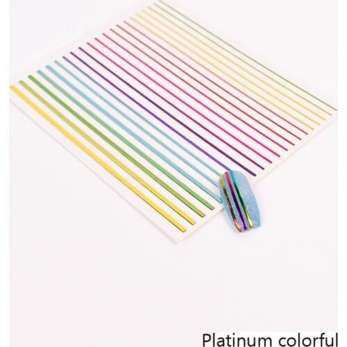 10PCS Line Decor Colorful 3D Self-adhesive Nail Art Sticker Laser Nail Art Decoration Decal
