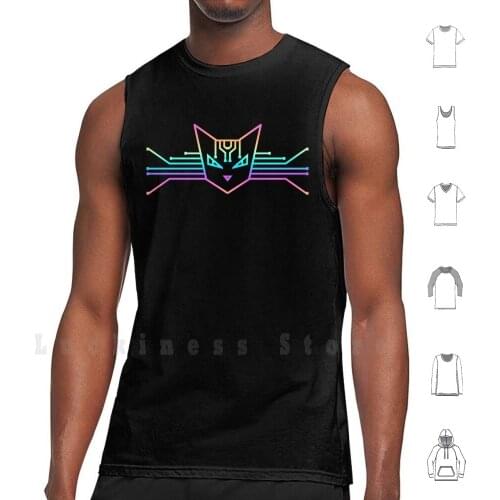 Cyber Cat tank tops vest 100% Cotton Cat Cats Cyber Hacker Rainbow Motherboard Circuit Board Sci Fi Cute Kitty Computer Chip