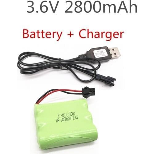 3.6v 2800mah ni-mh battery with USB Charger nimh battery pilas recargables 3.6v pack aa size ni mh for rc car toy tools model