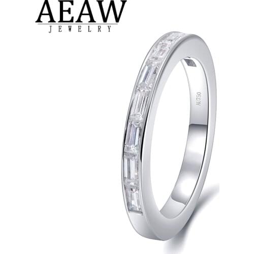 0.45ctw 9pcs D Color VVS1 Baguette Briiliant Cut Moissanite Engagement Band Ring Real 14k White Gold Fine Ring for Women