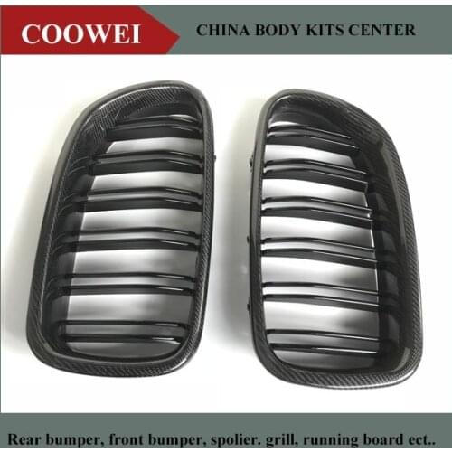 Carbon Fiber F10 Dual Slats Front Grille ABS Mesh Inserts for BMW 5 Series 2010 + 518d 520i 525d 528i 530i 535i 550i
