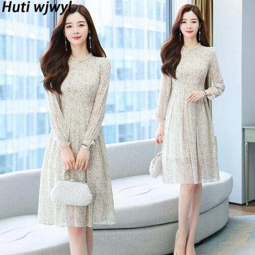 2021 Casual Chiffon Boho Beach Midi Dress Spring Autumn Elegant Bodycon Party Vestidos Korean Fashion Women White Vintage Dress