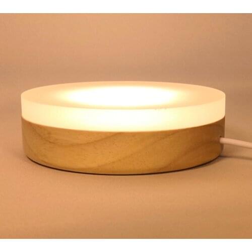 Wood Base Bedside Lamp, USB Night Light with Button / Dimmer Switch, Kids Children Adult LED Nightlight, Table Decorative Light