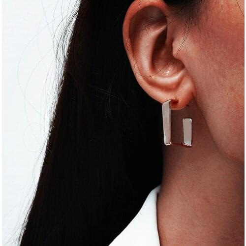 MANGOSKY 925 Silver Square Earrings 925 Silver Auricular Needle 1 Pair For Women